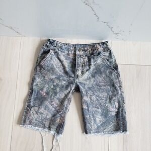 Carhartt Shorts Boys 6 Green Camo Cargo Cut Off Carpenter